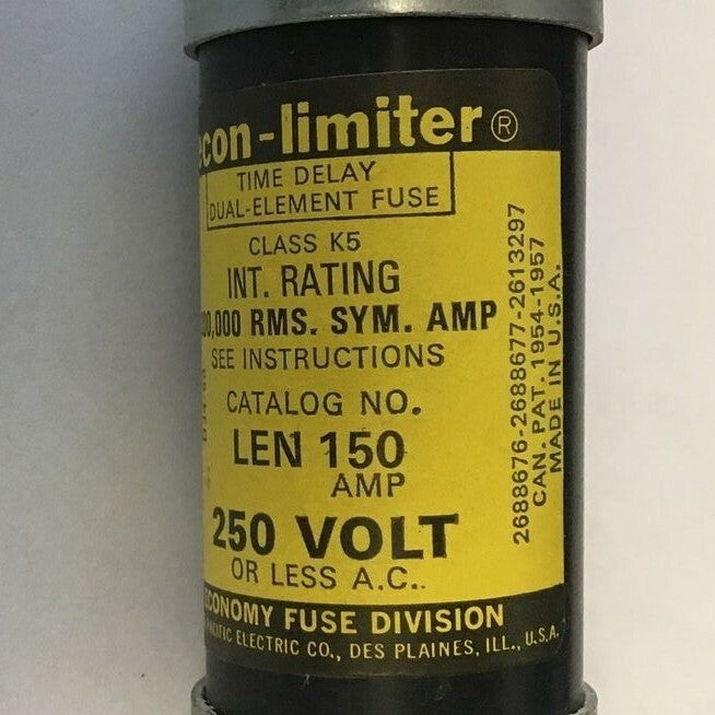 ECONOMY LEN 150 FUSE 250V ECO-LIMITER CLASS K5 TIME DELAY DUAL ELEMENT3