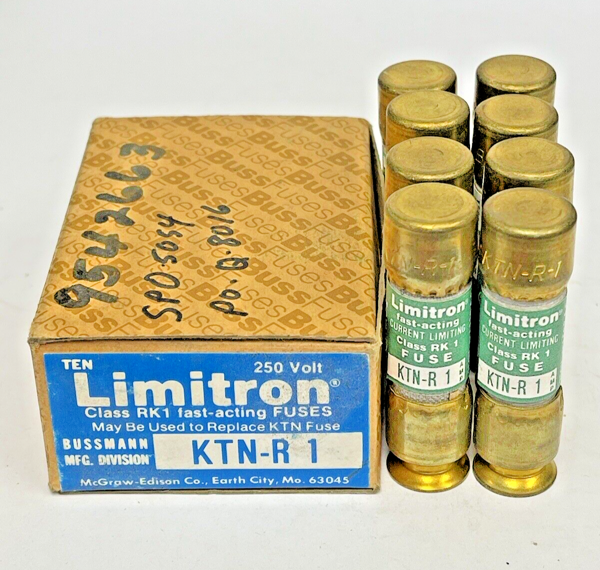 BUSSMANN - *BOX OF 8* -KTN-R-1 - 1 AMP, 250 VAC, FAST-ACTING, CURRENT-LIMITING0