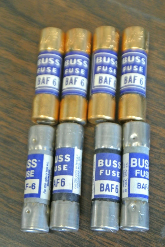 LOT of 8 / BUSS ~ BUSSMANN BAF-6 FUSE / 6A / 250V / NEW SURPLUS / BAF 60
