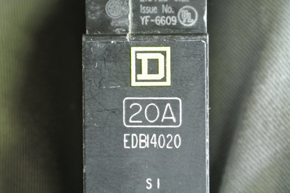 SQUARE D EDB14020 CIRCUIT BREAKER - 20A, 1-POLE, 277VAC1