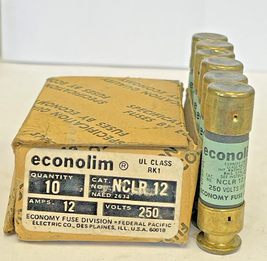 ECONOLIM *BOX OF 6* - NCLR 12 - 12 AMP, 250 VAC, CURRENT-LIMITING CLASS RK1 FUSE0