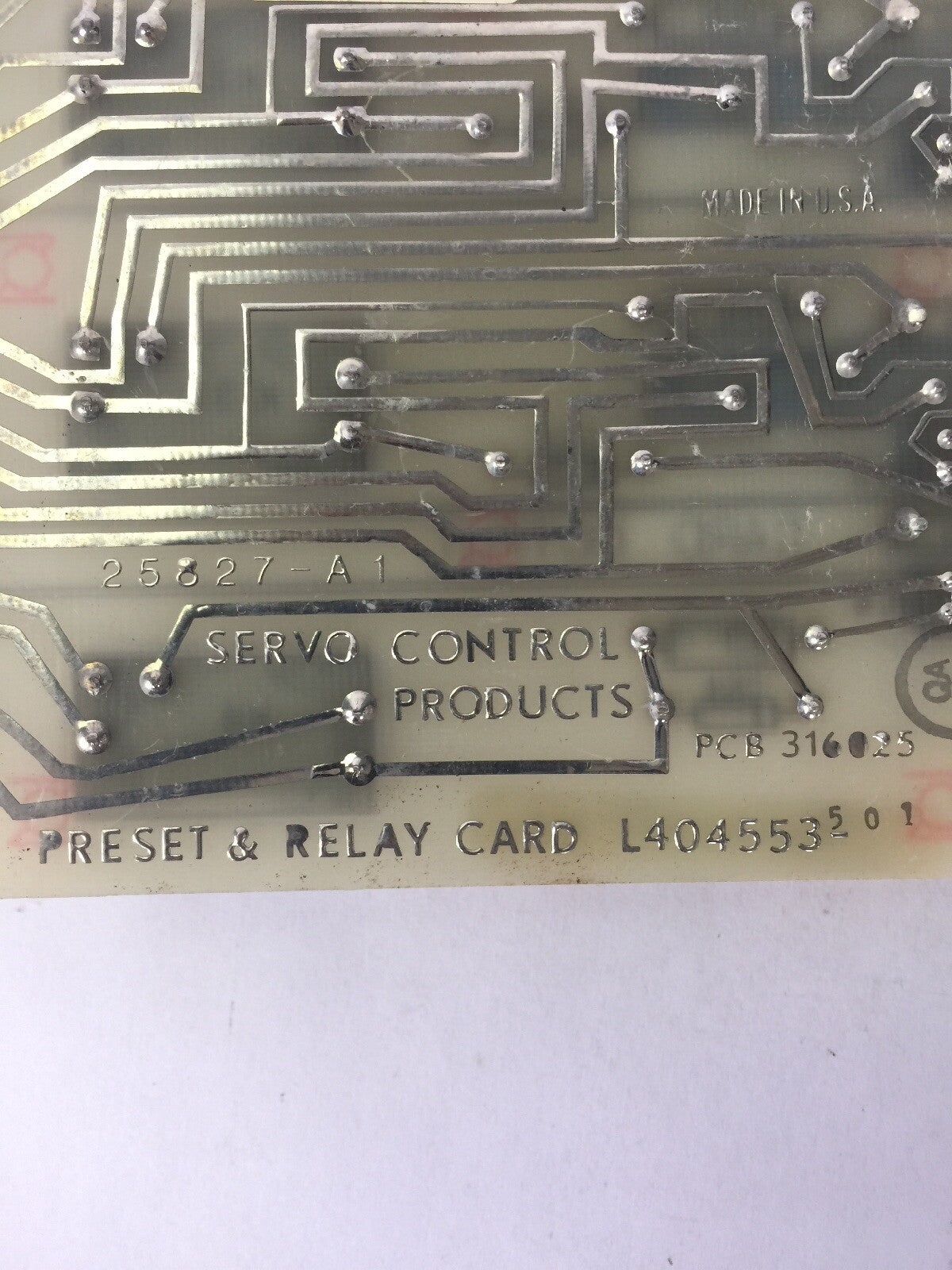 SERVO CONTROL PRODUCTS PRESET & RELAY CARD L404553 RAC01304321