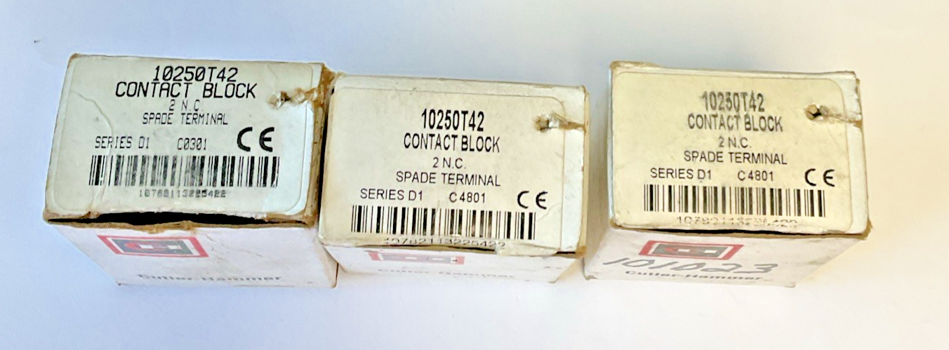 CUTLER HAMMER 10250T42 CONTACT BLOCK SER.D1 2 N.C. ***LOTOF3***0