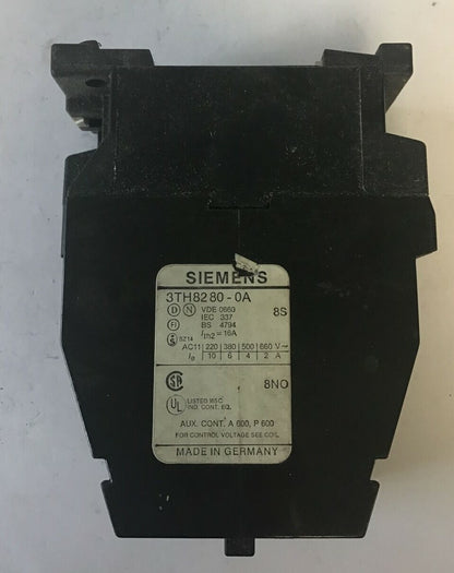 SIEMENS 3TH8280-0A CONTACTOR 16A 8S 8NO0