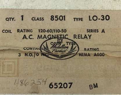 SQUARE D 8501 L0-30 MAGNETIC CONTROL RELAY SER.A COIL12060/110-50 BM 1