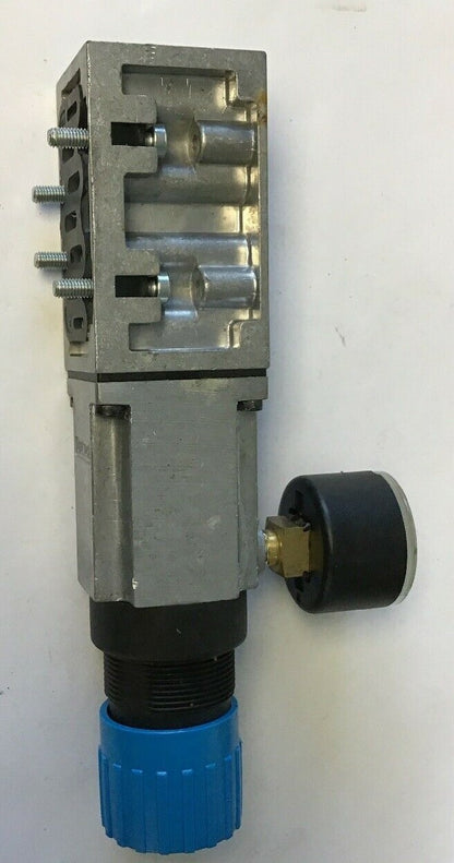 FESTO LR-ZP-P-D-1 PRESSURE REGULATOR PLATE W/FESTO PRESSURE GAUGE  2
