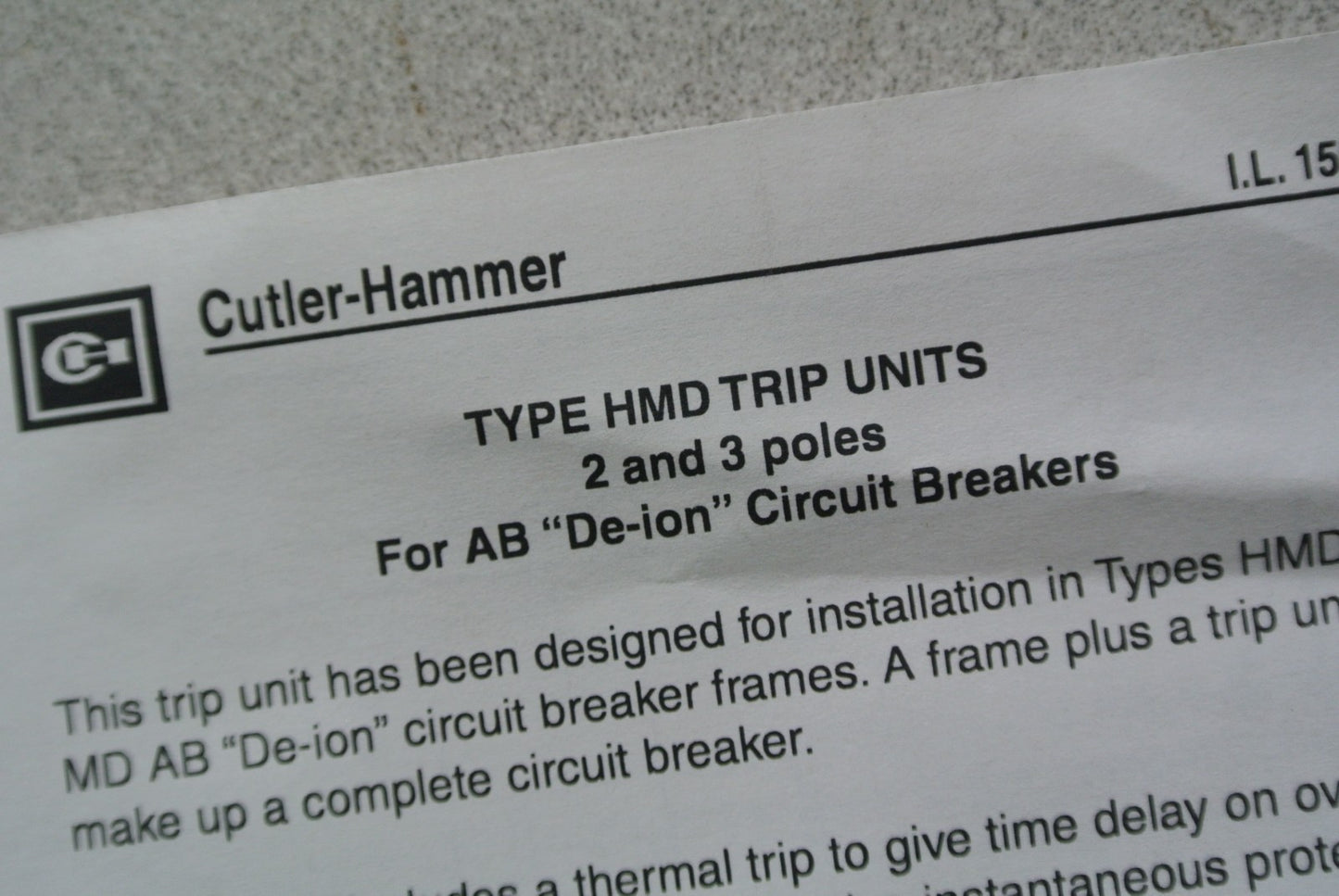 CUTLER-HAMMER HMD3700T THERMAL ADJ. TRIP UNIT - 700A, 3-POLE 371D373G27 7