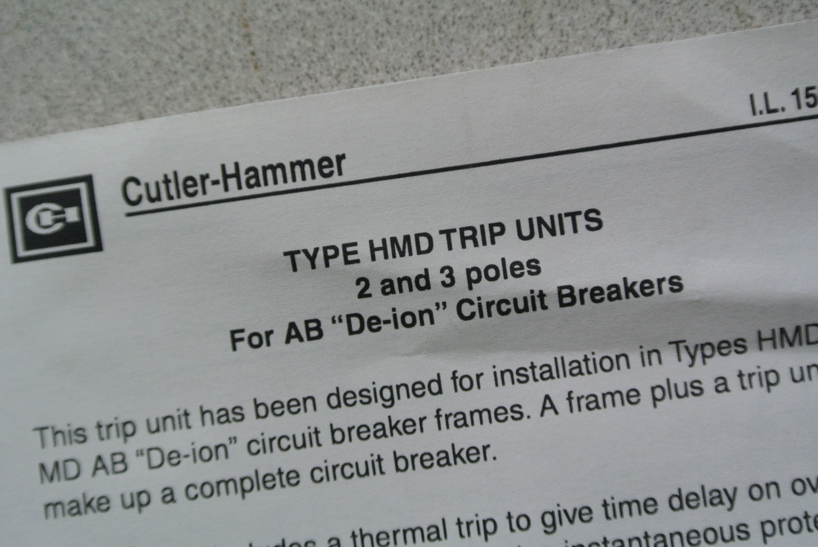 CUTLER-HAMMER HMD3700T THERMAL ADJ. TRIP UNIT - 700A, 3-POLE 371D373G27 7