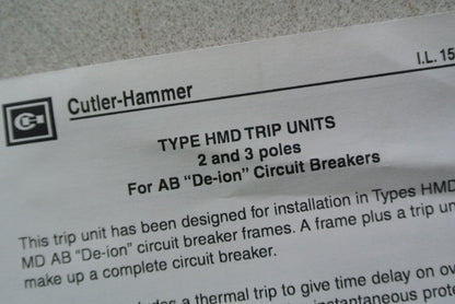CUTLER-HAMMER HMD3700T THERMAL ADJ. TRIP UNIT - 700A, 3-POLE 371D373G27 7