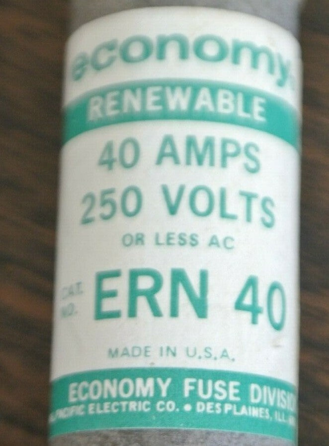 BOX of 10 / ECONOMY / FPE / ERN40 RENEWABLE FUSE / 40A / 250V / NEW SURPLUS1