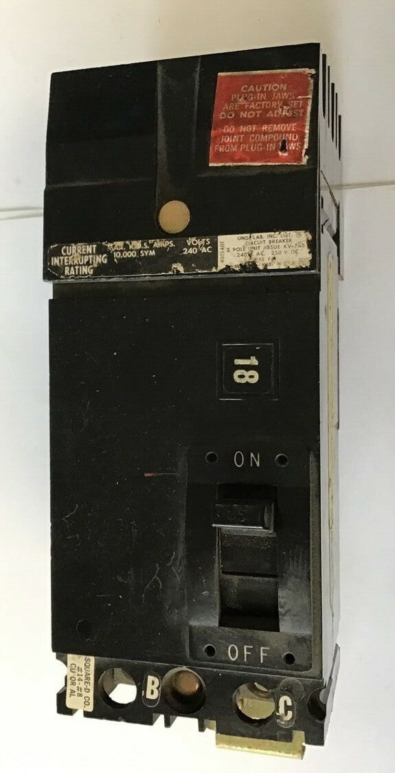 SQUARE D FA22015BC CIRCUIT BREAKER 15AMP 2POLE 240VAC/250VAC 0