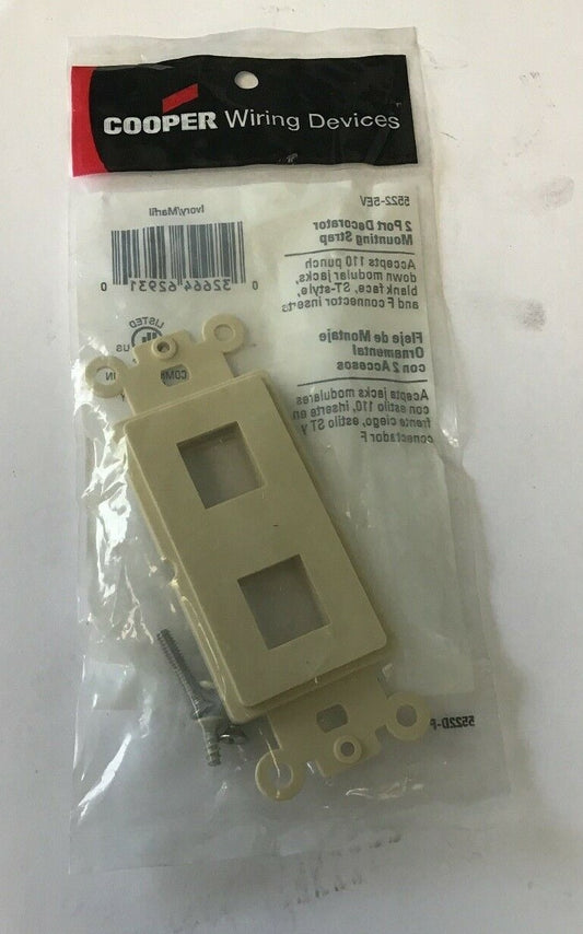 COOPER WIRING DEVICES 5522-5EV IVORY 2 PORT DECORATOR MOUNTING STRAP***LOTOF9***0