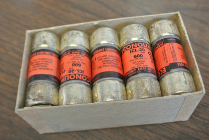 BOX of 10 / ECONOMY JCL20 "ECONOLIM" CLASS J FUSE / 20A / 600V / NEW SURPLUS0