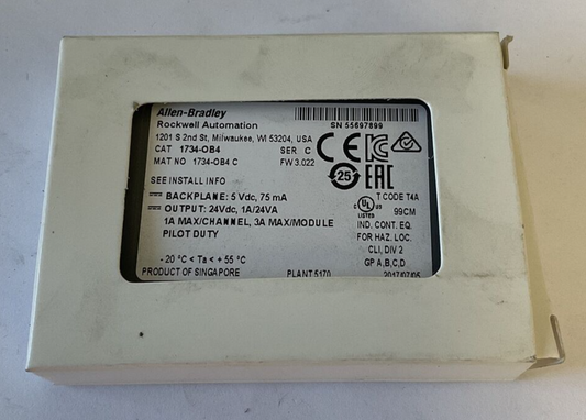ALLEN BRADLEY  1734-OB4 OUTPUT MODULE SER.C FW3.022 5VDC 75MA0