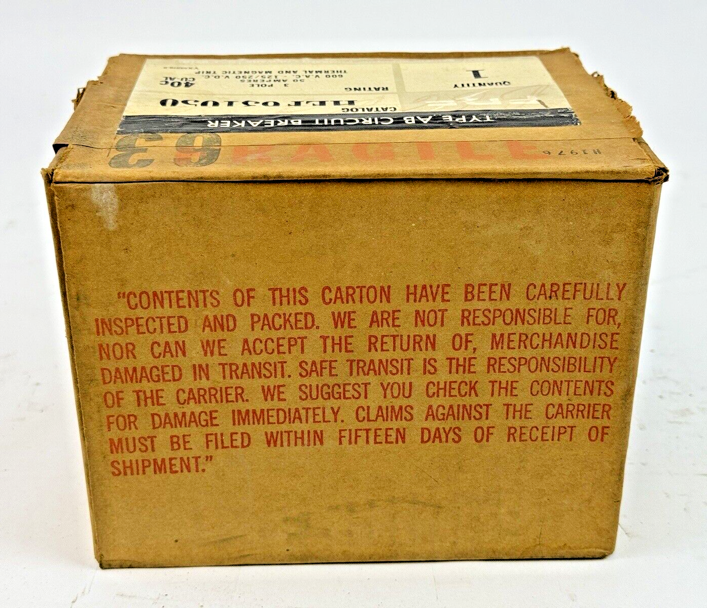 FPE - HEF631050 - MOLDED AB CIRCUIT BREAKER - 50 A, 3 POLE, 600 VAC - NEW SEALED4