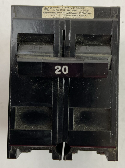 CROUSE-HINDS / MURRAY MP220 CIRCUIT BREAKER 20AMP 2POLE 120/240VAC0