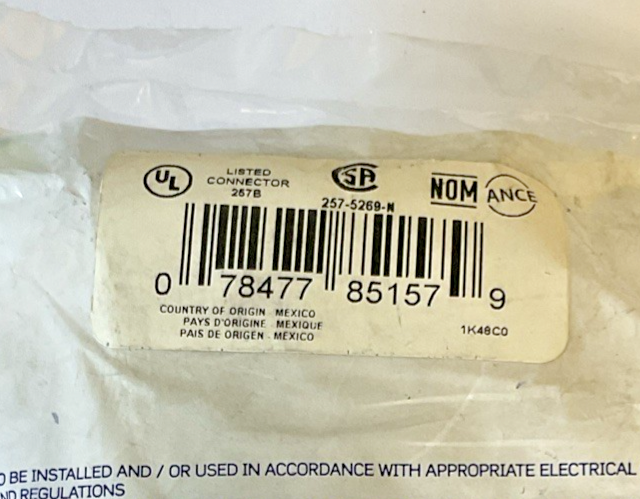 LEVITON 257-5269-N GROUND WIRE CONNECTOR 15A 125V 60HZ***LOTOF3***1