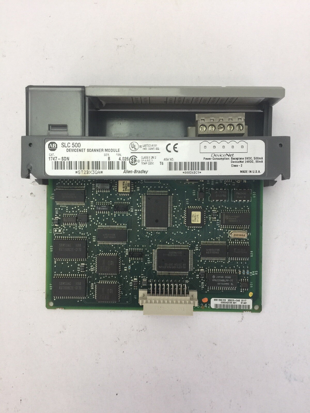 ALLEN BRADLEY 1747-SDN DEVICENET SCANNER MODULE  SER B FRN 4.026 SLC 5003