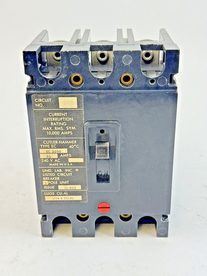 CUTLER-HAMMER - EC3050 - CIRCUIT BREAKER - 50 A, 240 VAC, 3 POLE - NEW OLD STOCK2