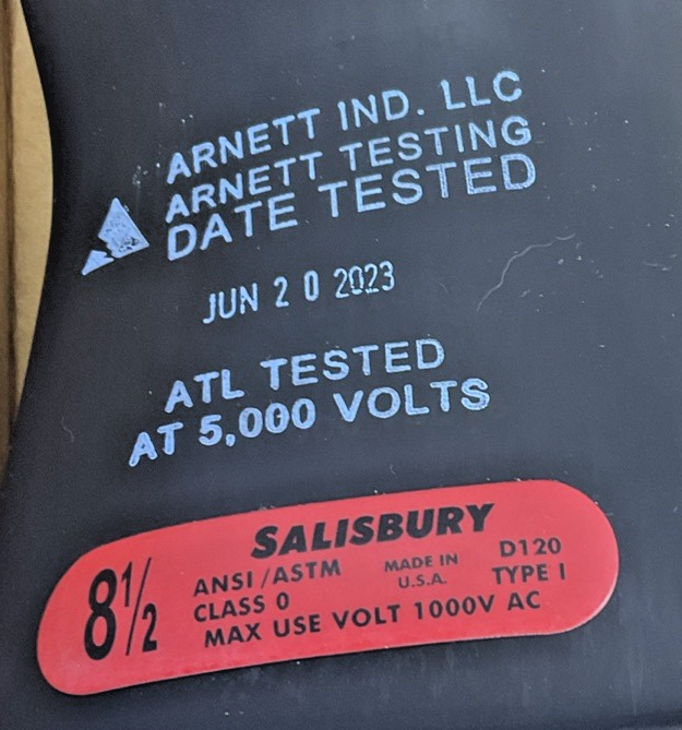 HONEYWELL GK011B/8.5 LINEMAN GLOVES SIZE 8.5 TESTED AT 1000V CLASS0 TYPE1 D1203