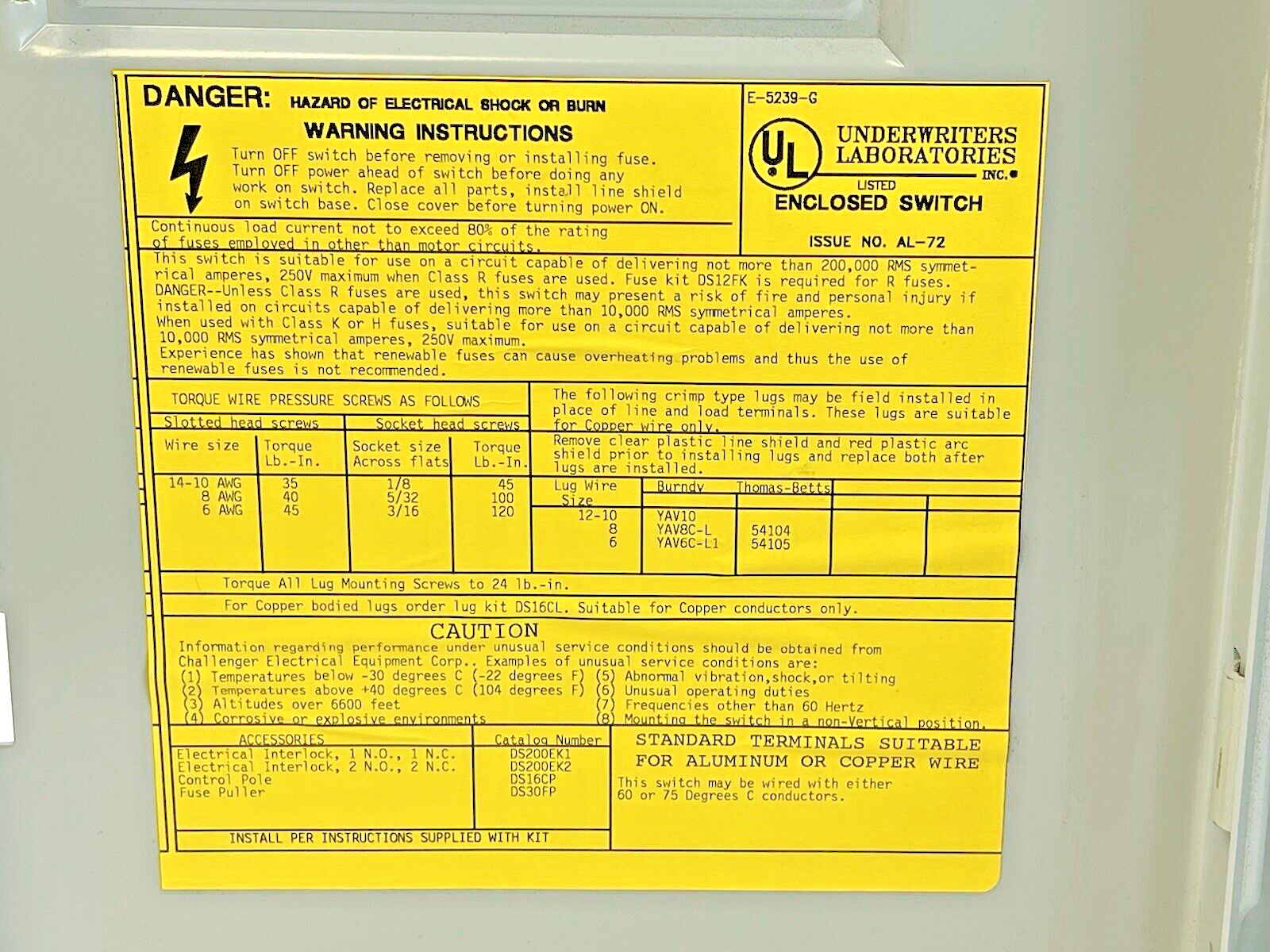 EATON - POWER MASTER - H321SNK - SAFETY SWITCH - 30 A, 120/240 VAC, TYPE 17