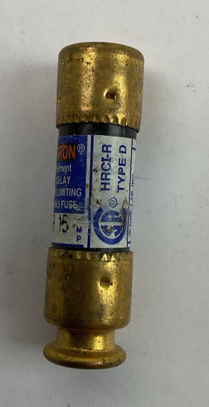 FUSETRON FRN-R 15 250VAC 15AMP DUAL-ELEMENT TIME DELAY CLASS RK5 FUSE (LOT OF 3)5