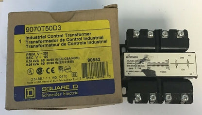 SQUARE D 9070T50D3 INDUSTRIAL CONTROL TRANSFORMER 50/60HZ 208-120VAC 0
