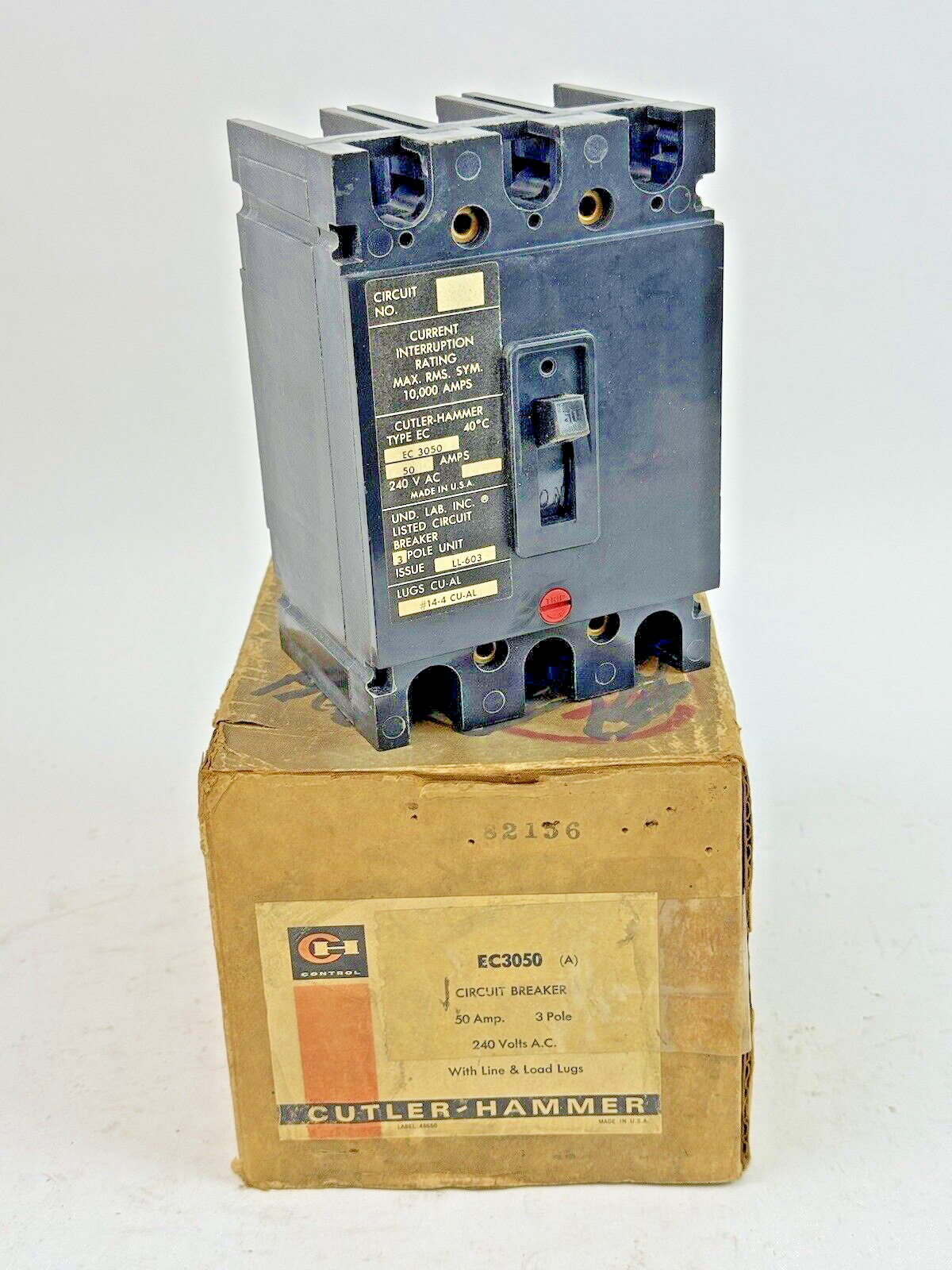 CUTLER-HAMMER - EC3050 - CIRCUIT BREAKER - 50 A, 240 VAC, 3 POLE - NEW OLD STOCK0