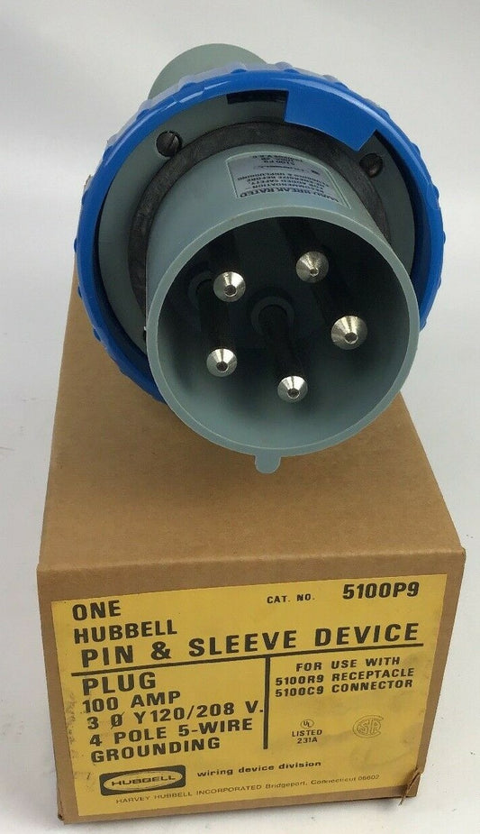 HUBBELL 5100P9 PIN&SLEEVE 100AMP 120/208V 4POLE 5-WIRE GROUNDING0