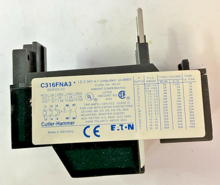 CUTLER HAMMER C316 FNA3L THERMAL OVERLOAD RELAY SER.A2 3.5-5A 690V 10A3