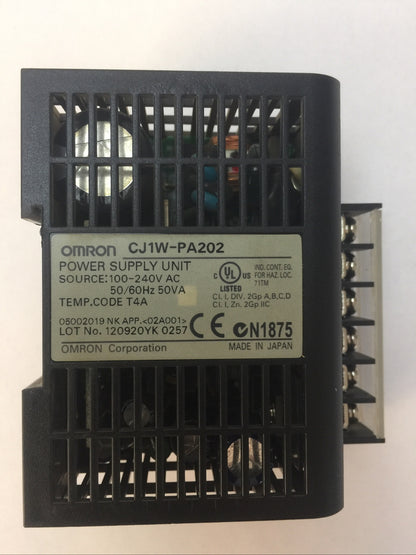 OMRON CJ1W-PA202 POWER SUPPLY UNIT 100-240VAC 50/60HZ 50VA1