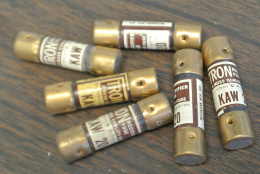 LOT of 6 / BUSSMANN / TRON KAW20 RECTIFIER FUSE / 130VAC / 20A / NEW SURPLUS0