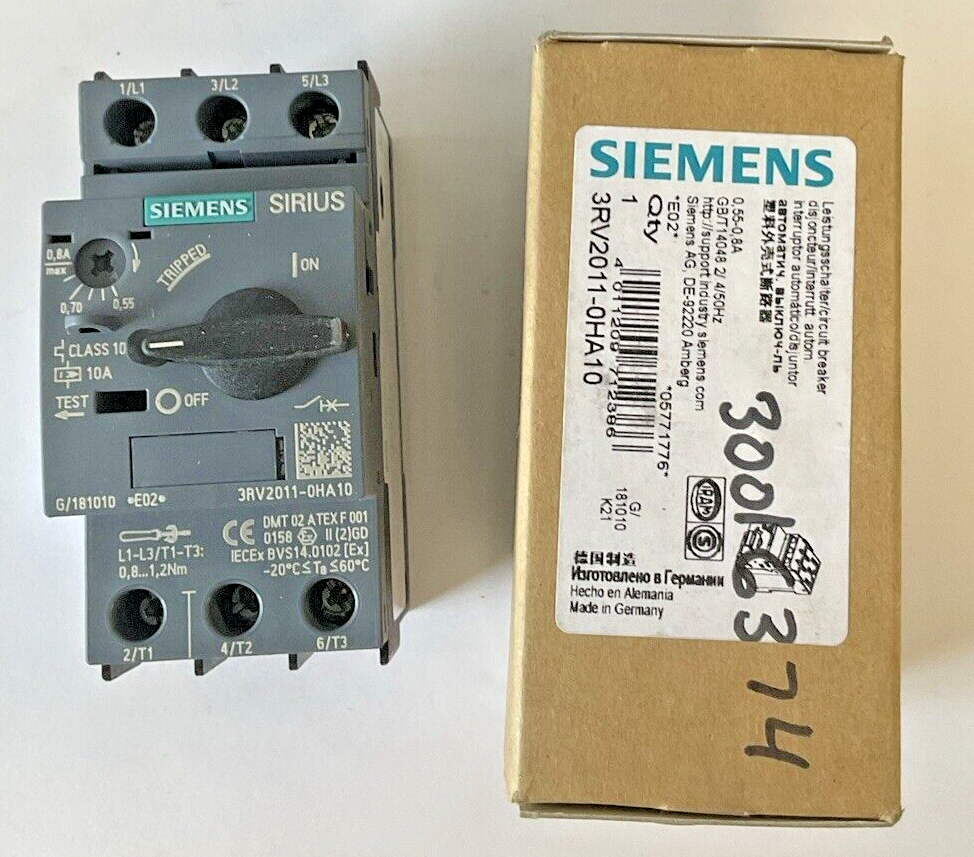 SIEMENS 3RV2011-0HA10 MOTOR CONTROL 0.55-0.8A0