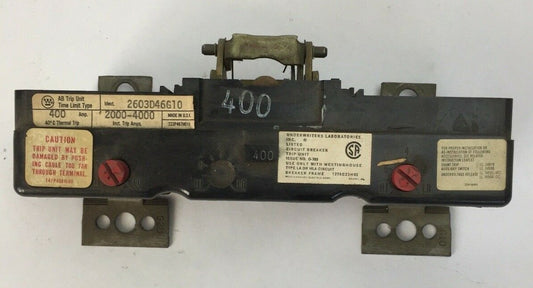 WESTINGHOUSE 2603D46G10 TRIP UNIT 400 AMP 2 POLE MAG TRIP ADJ 2000-4000A0