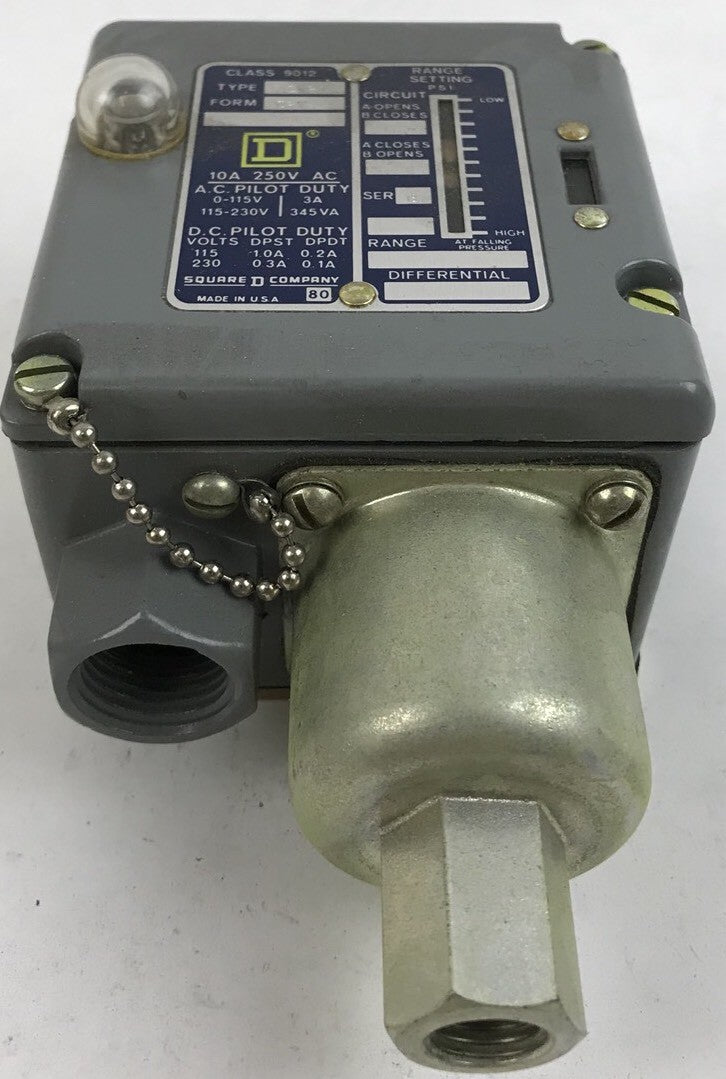 Sq D Pressure Switch class 9012 type ACW-21 series B, Range 400-3000psi new1