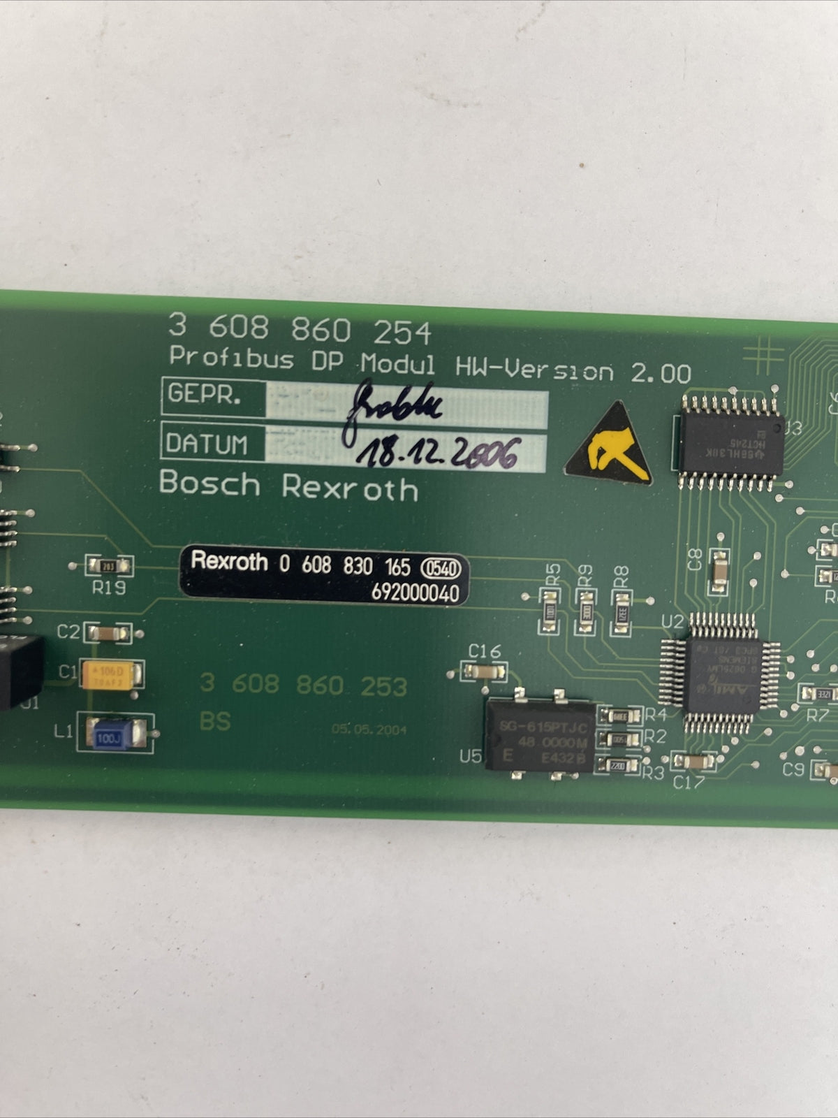 BOSCH REXROTH 0 608 830 165 SMPDP PROFIBUS DP MODULE HW-VERSION 2.00 36088602541