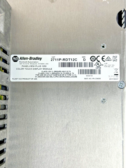 ALLEN-BRADLEY - 2711P-T12C4D8 SER. A - PANELVIEW PLUS 1250 ASSEMBLED TERMINAL9