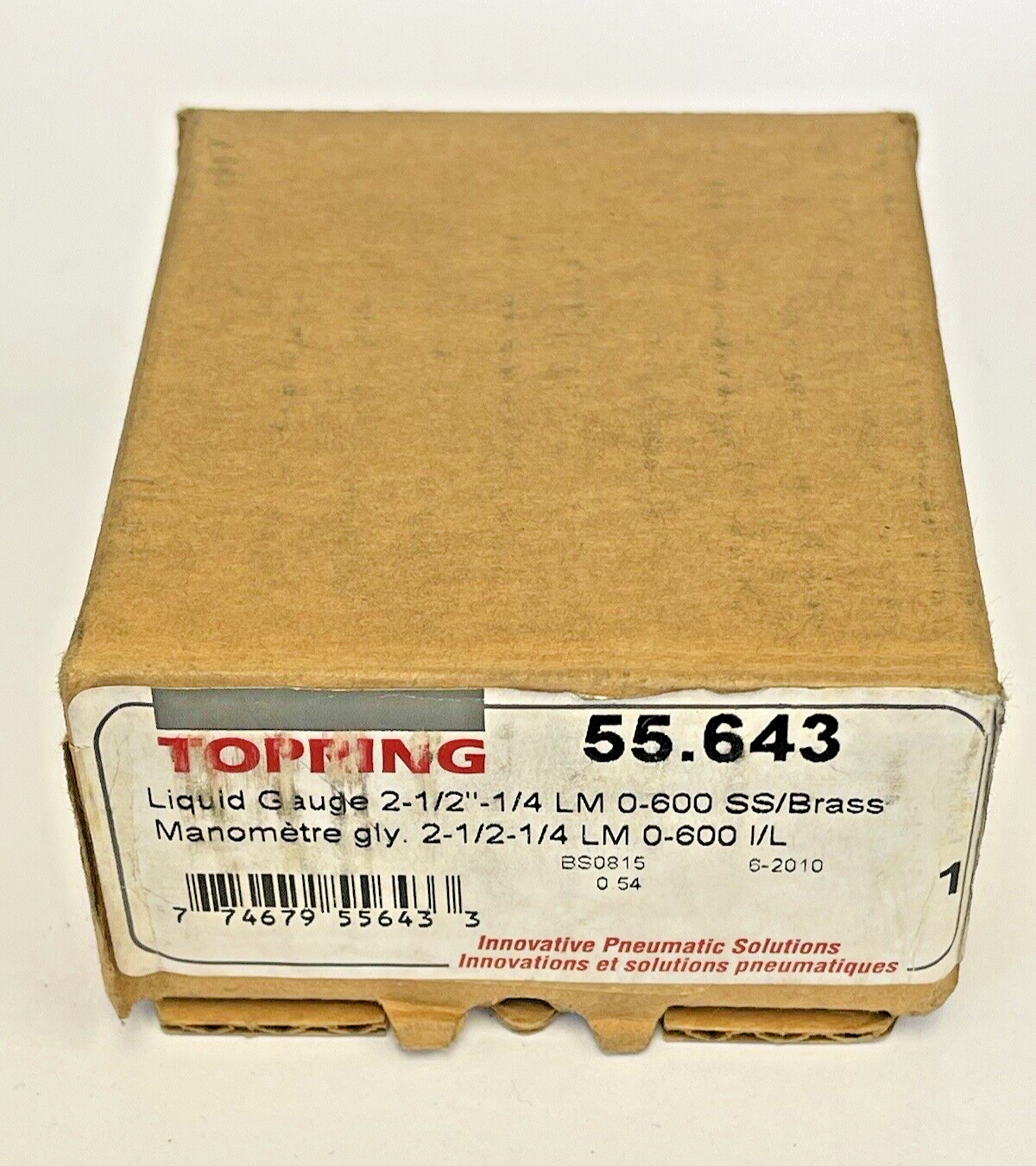 TOPRING - 55.643 - LIQUID GAUGE - 2.5" DIAMETER, 1/4" LM, 0-600 PSI - SS/BRASS1