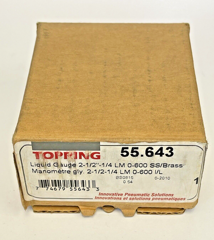 TOPRING - 55.643 - LIQUID GAUGE - 2.5" DIAMETER, 1/4" LM, 0-600 PSI - SS/BRASS1