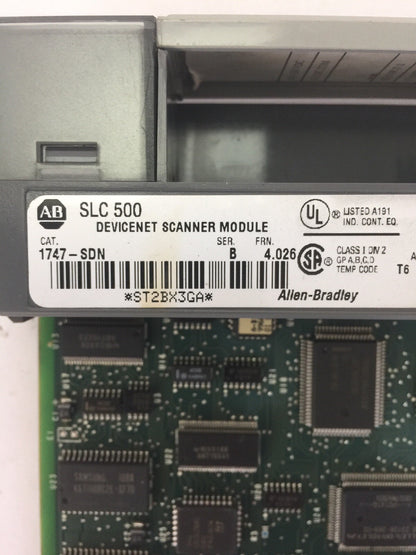 ALLEN BRADLEY 1747-SDN DEVICENET SCANNER MODULE  SER B FRN 4.026 SLC 5001