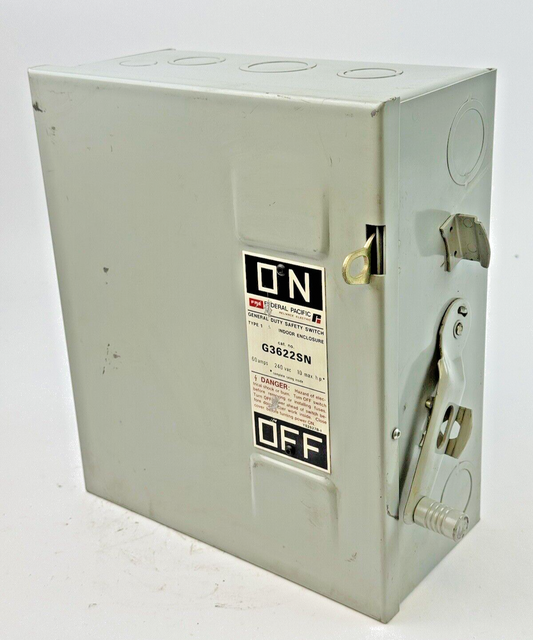 FEDERAL PACIFIC - G3622SN - SAFETY SWITCH - 60 AMP, 2 POLE, 240 VAC, NEMA TYPE 10