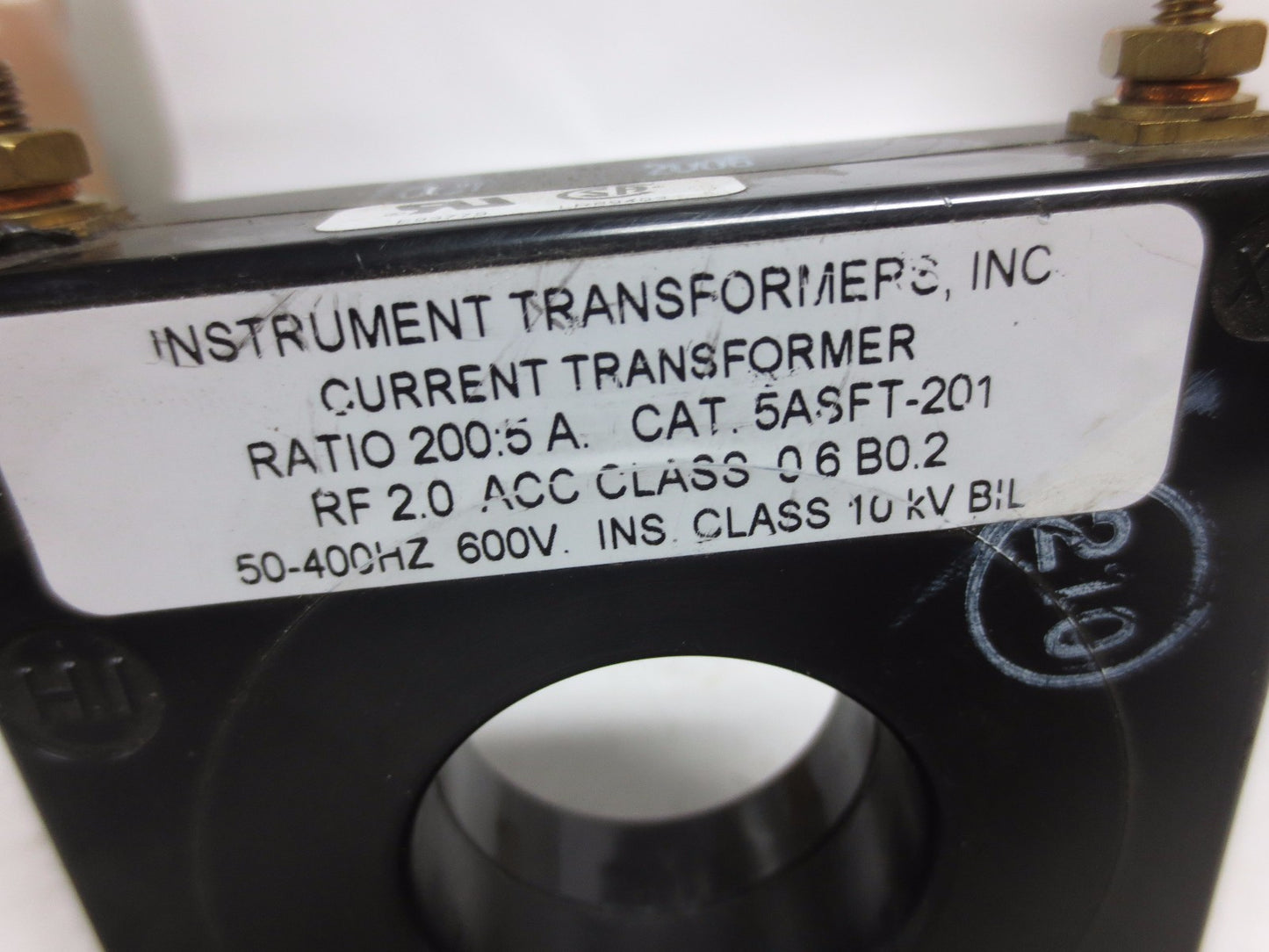 INSTRUMENT TRANSFORMERS 5ASFT-201 CURRENT TRANSFORMER 50-400Hz 600V1