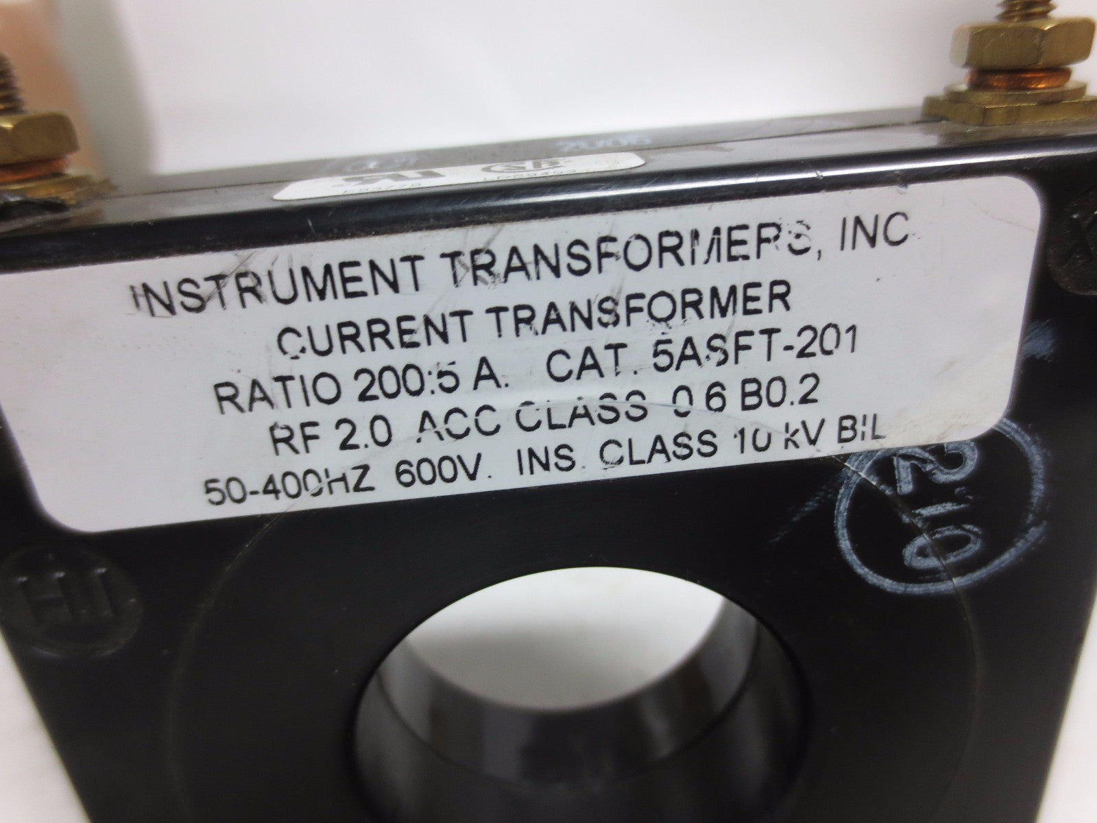 INSTRUMENT TRANSFORMERS 5ASFT-201 CURRENT TRANSFORMER 50-400Hz 600V1