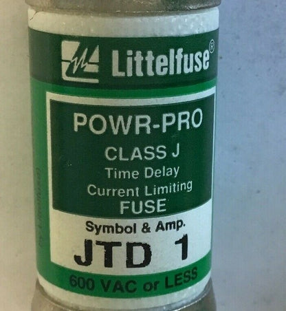 LITTLEFUSE JTD1 POWR-GARD FUSE 1A 600VAC CLASS J TIME DELAY ***LOTOF10***3