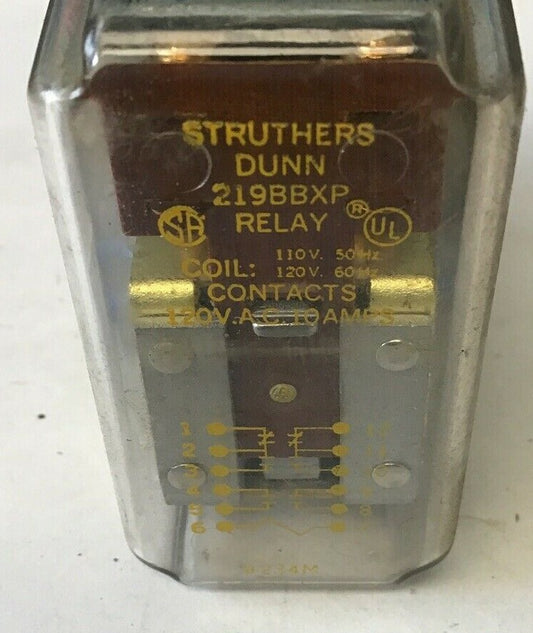 STRUTHERS DUNN 219BBX-P RELAY 120V 60HZ 110V 50HZ 10A0