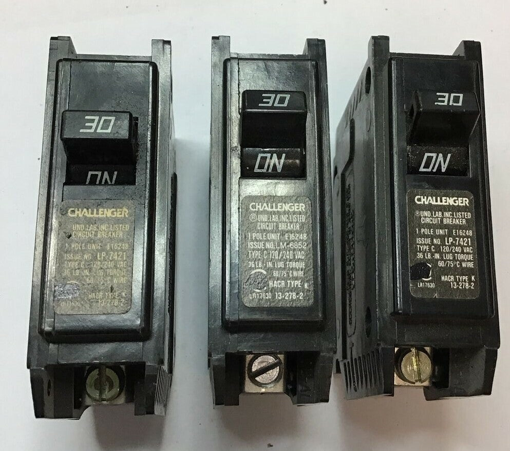 CHALLENGER C130 CIRCUIT BREAKER 120/240VAC TYPE C 1POLE ***LOTOF3***0