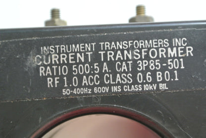 CUTLER-HAMMER 3P85-501  2092A37H07 CURRENT TRANSFORMER 500:5 RATIO 600V 50-400Hz2