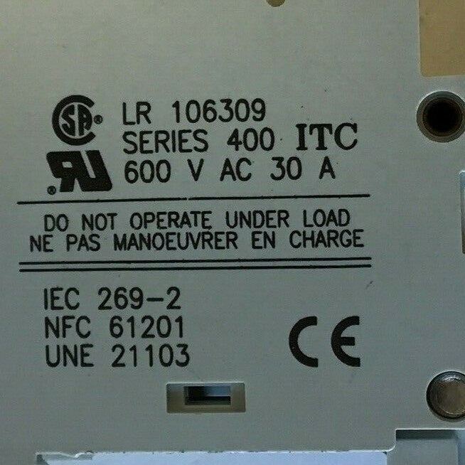 ITC VLC10 FUSE HOLDER LR 106309 600VAC 30A 3P4