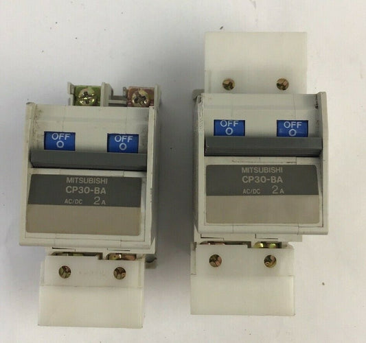MITUBISHI CP30-BA 2AMP CIRCUIT PROTECTOR 2POLE 250VAC/125VDC (LOT OF 2)0