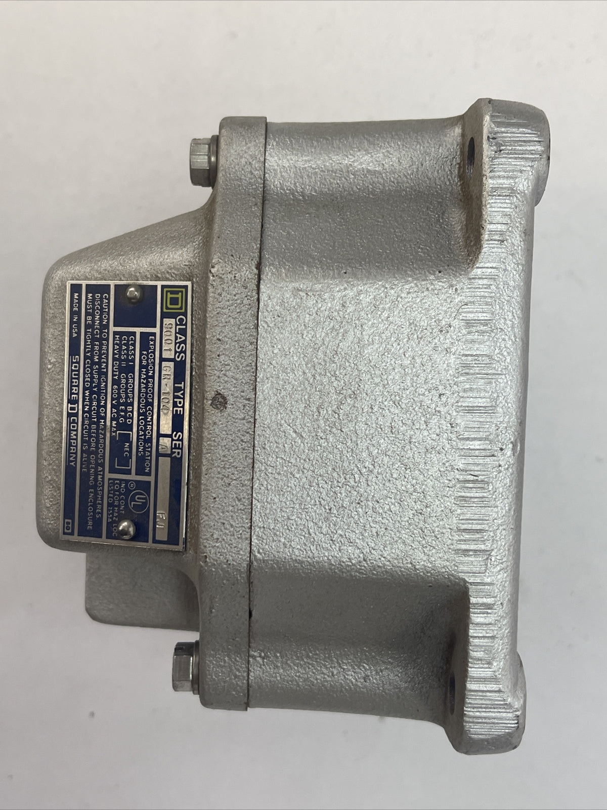 SQUARE D CLASS 9001 TYPE GR-104 SER A PUSHBUTTON RESET STATION 600VAC2